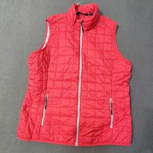 EUC Cutter & Buck Quilted Square Puffer Vest Red Womens 2XL Full Zip